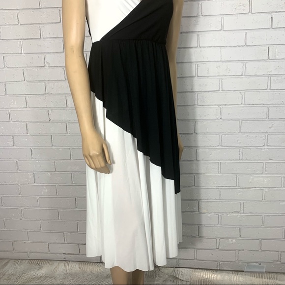 Pleated Midi Dress In Color Block 